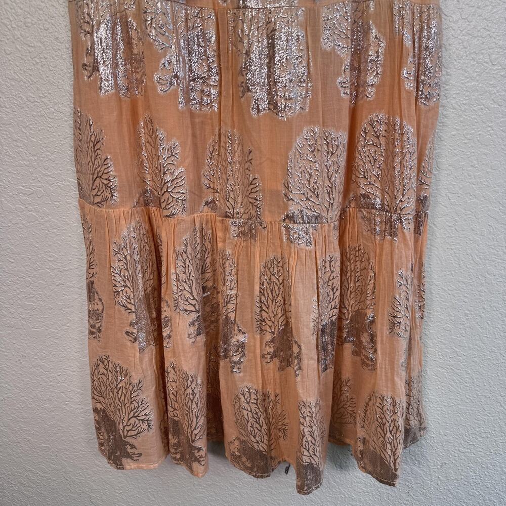 Paani Dress Womens Small Ombre Tiered Maxi Metallic Floral Boho Beachy Resort - Picture 6 of 11